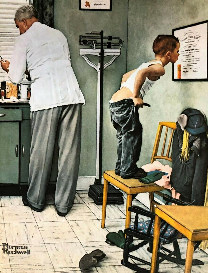 Norman Rockwell - At the Doctors Office Poster 11" x 14": Norman Rockwell - At the Doctors Office Poster 11" x 14" Features: Unframed Region Of Origin: united states Item Width: 11 in Time Period Manufactured: 1980-1989 Title: At the Doctors Office Item Leng