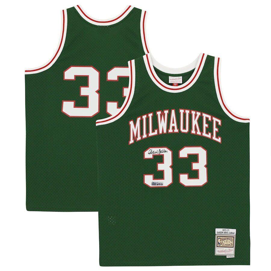Kareem Abdul-Jabbar Signed Auto Mitchell & Ness Jersey Bucks ROY 1969: Kareem Abdul-Jabbar Signed Auto Mitchell & Ness Jersey Bucks ROY 1969 Sport: Basketball Product: Jersey Original/Reprint: Original Player: Kareem Abdul-Jabbar Autograph Authentication: Fanatics Authen