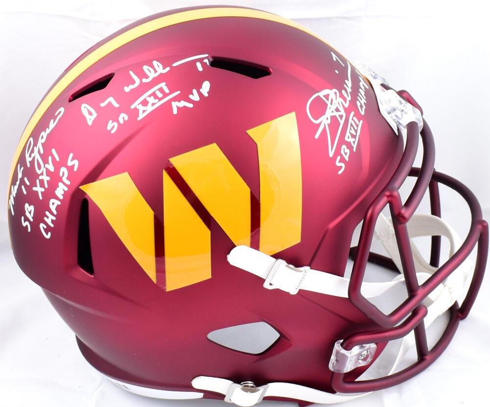 Williams Rypien Theismann Signed Commanders F/S Speed Helmet W/SB Ins.-Beckett W: Williams Rypien Theismann Signed Commanders F/S Speed Helmet W/SB Ins.-Beckett W Sport: Football-NFL Product: Helmet Original/Reprint: Original Player: Doug Williams/ Mark Rypien/ Joe Thismann Team: W