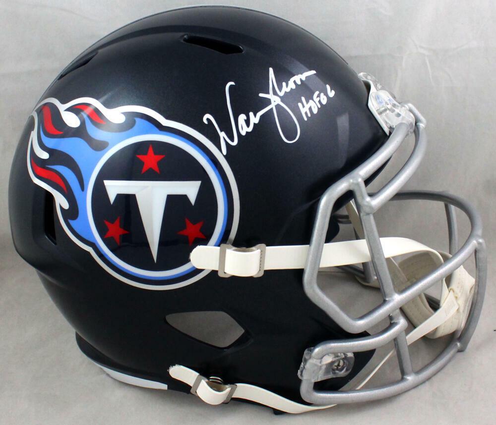 Warren Moon Signed Tennessee Titans F/S Speed Helmet w/HOF-Beckett W *White: Warren Moon Signed Tennessee Titans F/S Speed Helmet w/HOF-Beckett W *White Sport: Football-NFL Product: Replica Helmet Original/Reprint: Original Player: Warren Moon Team: Tennessee Titans Autograph 