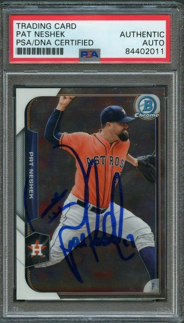 2015 Bowman Chrome #96 Pat Neshek Signed Card PSA Slabbed Auto Astros: 2015 Bowman Chrome #96 Pat Neshek Signed Card PSA Slabbed Auto Astros Card Size: Bowman Graded: No Pre-Owned PLEASE NOTE: Framed Large or heavy Items do not have shipping costs included. The exact shi