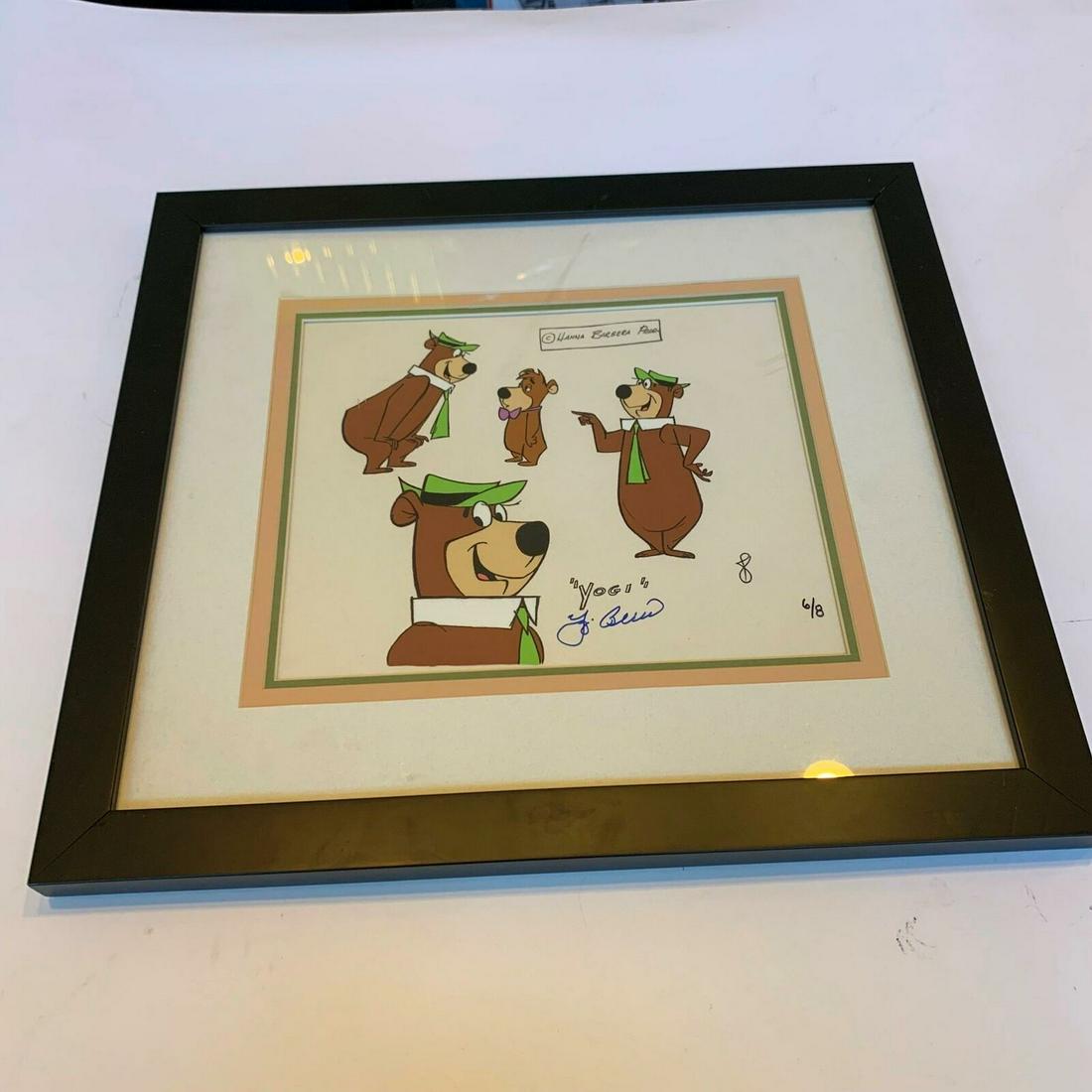 Yogi Berra Signed Yogi Bear Hanna Barbera Cel Original Model Sheet #6/8 JSA COA: Yogi Berra Signed Yogi Bear Hanna Barbera Cel Original Model Sheet #6/8 JSA COA Autograph Authentication: James Spence (JSA) Pre-Owned PLEASE NOTE: Framed Large or heavy Items do not have shipping cos