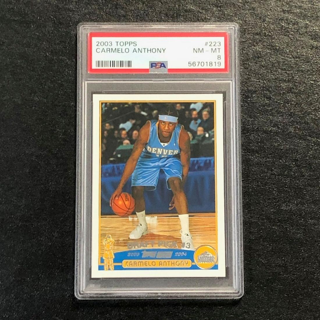 2003 Topps #223 Carmelo Anthony PSA 8 NM-MT Draft Pick: 2003 Topps #223 Carmelo Anthony PSA 8 NM-MT Draft Pick Sport: basketball Graded: Yes Pre-Owned PLEASE NOTE: Framed Large or heavy Items do not have shipping costs included. The exact shipping cost wil