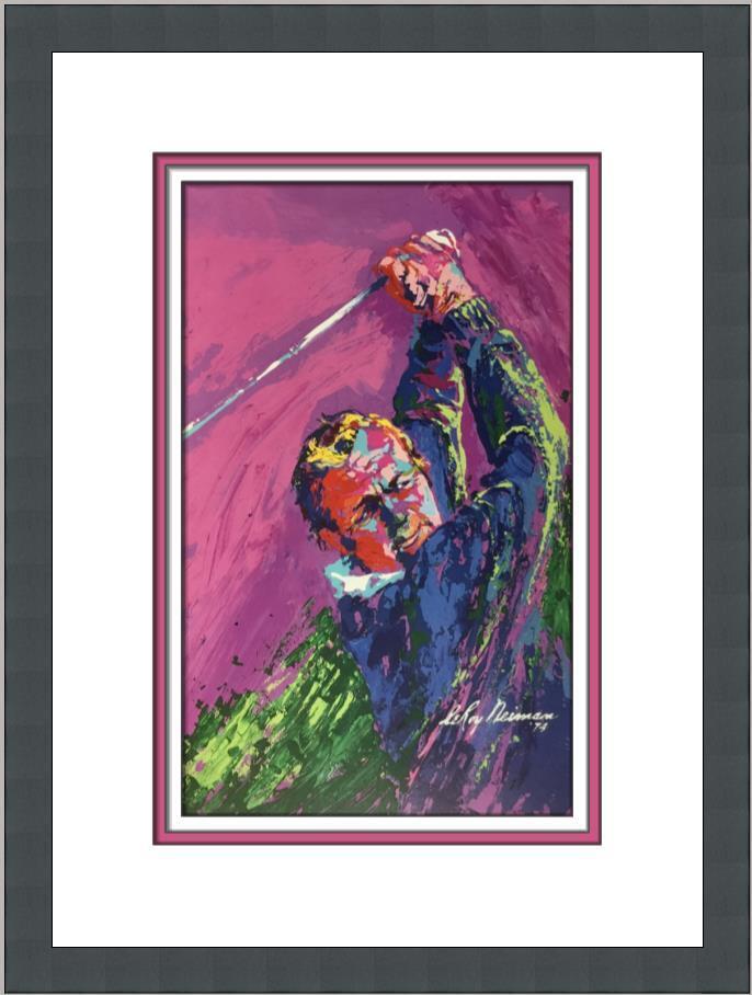 Leroy Neiman Arnold Palmer Custom Framed Print: Leroy Neiman Arnold Palmer Custom Framed Print Size: Medium (up to 36in.) Region Of Origin: united states Artist: LeRoy Neiman Production Technique: Lithography Framing: Matted & Framed Style: Impress