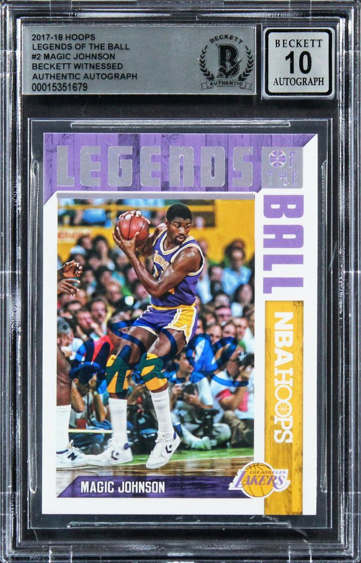 Magic Johnson Signed 2017 Hoops Legends Of The Ball #2 Card Auto 10! BAS Slabbed: Magic Johnson Signed 2017 Hoops Legends Of The Ball #2 Card Auto 10! BAS Slabbed Graded: Yes Sport: Basketball-NBA League: NBA Team: Los Angeles Lakers Certification Number: 15351679QTY Product Coa: B
