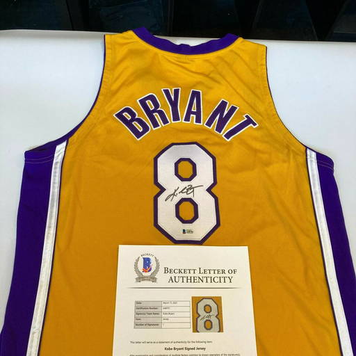 Kobe Bryant Signed Framed Custom Purple Basketball Stat Jersey BAS+PSA