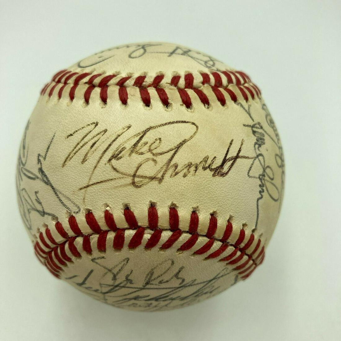 Mike Schmidt Philadelphia Phillies Team Signed Official National League Baseball: Mike Schmidt Philadelphia Phillies Team Signed Official National League Baseball Product: Ball Sport: Baseball-MLB Original/Reprint: Original Pre-Owned PLEASE NOTE: Framed Large or heavy Items do not 