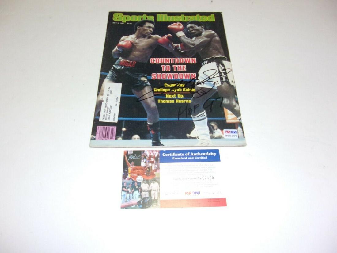 SUGAR RAY LEONARD BOXING CHAMP HOF-97 PSA/DNA/COA SIGNED SPORTS ILLUSTRATED: SUGAR RAY LEONARD BOXING CHAMP HOF-97 PSA/DNA/COA SIGNED SPORTS ILLUSTRATED Product: Magazine Autograph Type: Authentic Original Sport: Boxing Original/Reprint: Original Pre-Owned PLEASE NOTE: Framed 