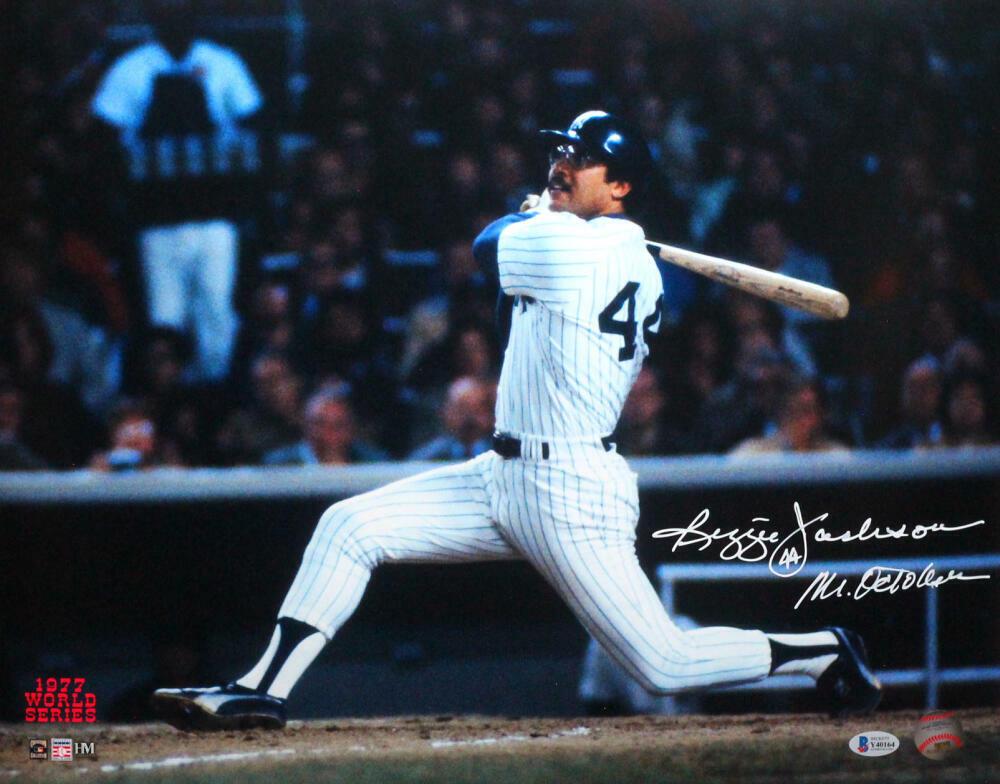 Reggie Jackson Signed NY Yankees 16x20 HM Color Photo w/ Mr. October- Beckett: Reggie Jackson Signed NY Yankees 16x20 HM Color Photo w/ Mr. October- Beckett Sport: Baseball Product: Photo Original/Reprint: Original Player: Reggie Jackson Autograph Authentication: Beckett Signed: