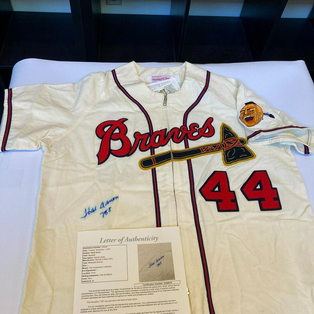 Hank Aaron 755 Home Runs Signed Milwaukee Braves Jersey Jsa Coa