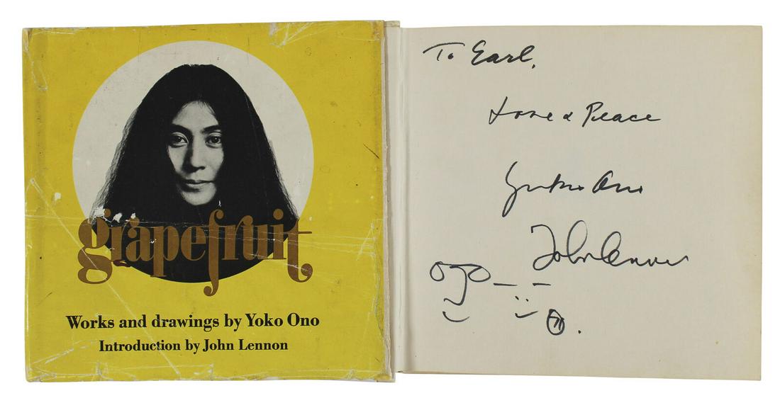 John Lennon & Yoko Ono Signed Grapefruit Book w/ Self Portrait Sketches BAS: John Lennon & Yoko Ono Signed Grapefruit Book w/ Self Portrait Sketches BAS Original/Reproduction: Original Industry: Music Product Coa: Beckett Product Signed By Name: John Lennon & Yoko Ono Pre-Owne