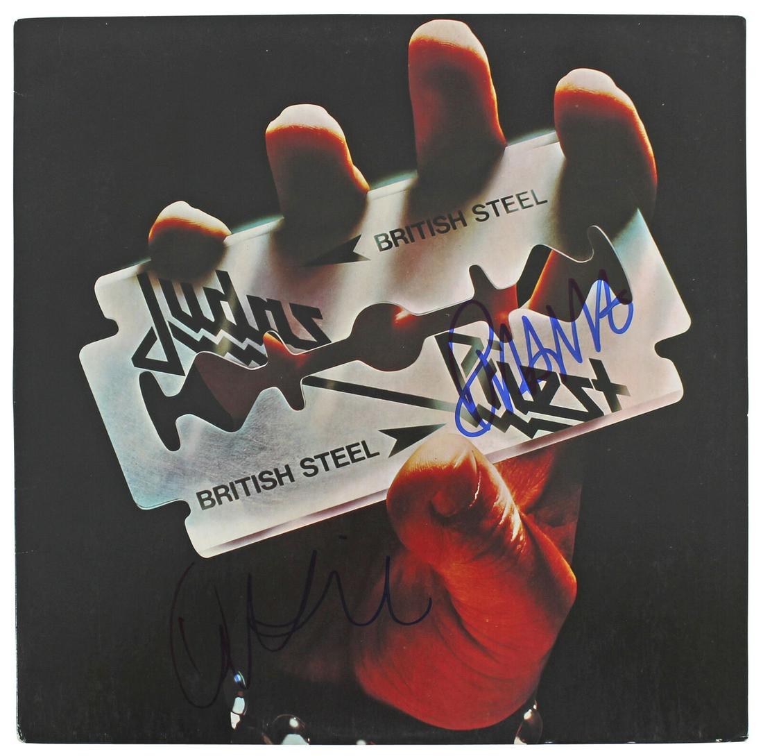 Rob Halford Ian Hill Judas Priest Signed British Steel Album Cover BAS #BG82245: Rob Halford Ian Hill Judas Priest Signed British Steel Album Cover BAS #BG82245 Industry: Music Object Type: Record Original/Reproduction: Original Autograph Authentication: Beckett Product Coa: Becke