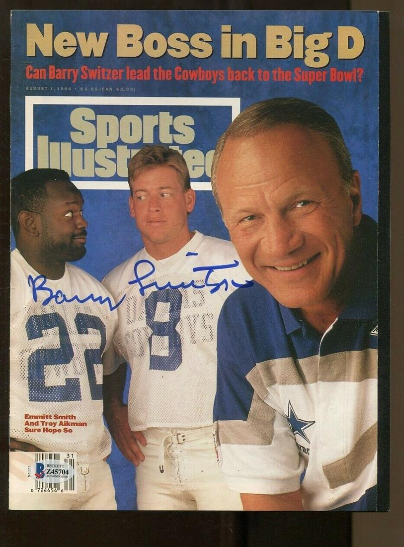 Barry Switzer Signed Sports Illustrated 8/1/1994 Autographed Cowboys Beckett: Barry Switzer Signed Sports Illustrated 8/1/1994 Autographed Cowboys Beckett Sport: Football-NFL Product: magazine Original/Reprint: Original Player: Barry Switzer Autograph Authentication: Beckett Ge