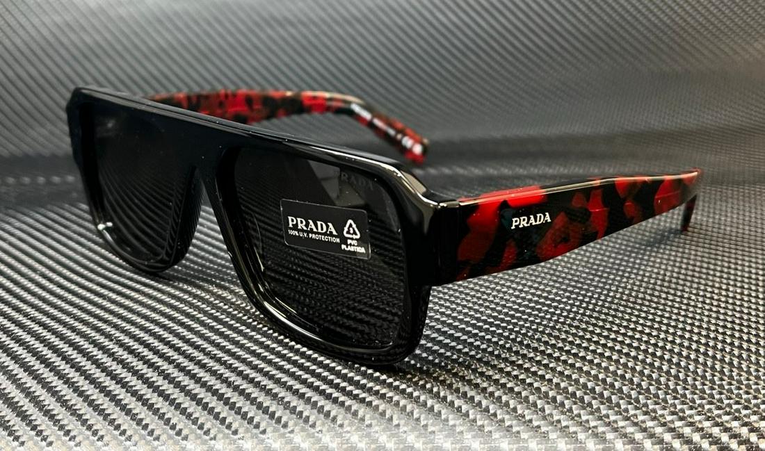 PRADA PR 22YS 1AB5S0 Black Dark Grey Mens 56 mm Sunglasses: PRADA PR 22YS 1AB5S0 Black Dark Grey Mens 56 mm Sunglasses Frame Color: Black Pattern: Solid Uv Protection: UV400 Type: Sunglasses Frame Material: Plastic Acetate Style: Aviator Lens Color: Gray Templ