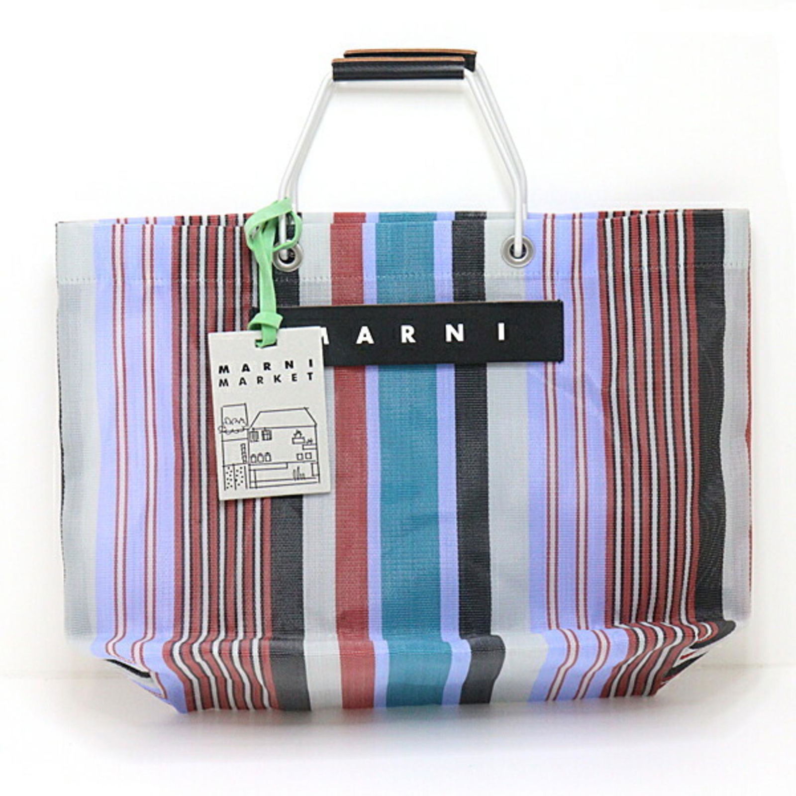 MARNI Marni Market stripe medium bag tote multicolor light lime SHMHR08A01 TN296STV07: MARNI Marni Market stripe medium bag tote multicolor light lime SHMHR08A01 TN296STV07 Brand: Marni Country of Origin: China Type: Shopping bag Material: Polyamide Polyamide: Closure: Open Size (HxWxD)