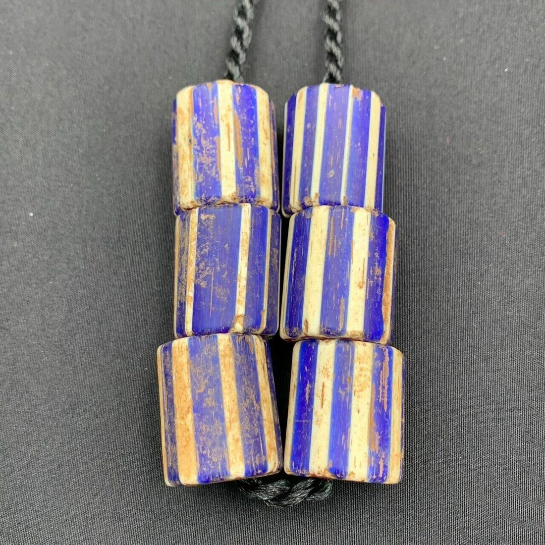 Antique Chevron African Trade Glass Beads Vintage Chevron 6