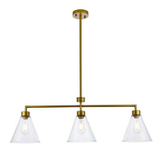 CHANDELIER CLEAR GLASS PENDANT KITCHEN ISLAND POOL TABLE LIGHTING 3 LIGHT 38": CHANDELIER CLEAR GLASS PENDANT KITCHEN ISLAND POOL TABLE LIGHTING 3 LIGHT 38" Number Of Lights: 3 Custom Bundle: No Item Height: Shade Dimensions: H 7.1in W 7.9in Item Width: 7.9" Assembly Required: Y