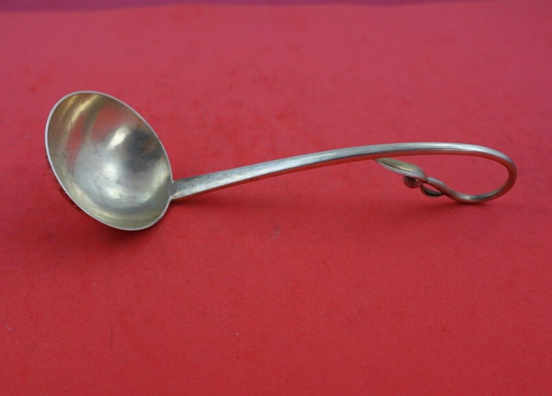 Carl Poul Petersen Unknown Sterling Silver Canadian Canada Sauce Ladle 5 1/2": Carl Poul Petersen Unknown #2 Sterling Silver Canadian Canada Sauce Ladle 5 1/2" Carl poul petersensterling silver sauce ladle, curved leaf and bead handle hammered bowl 5 1/2" by carl poul petersen. 