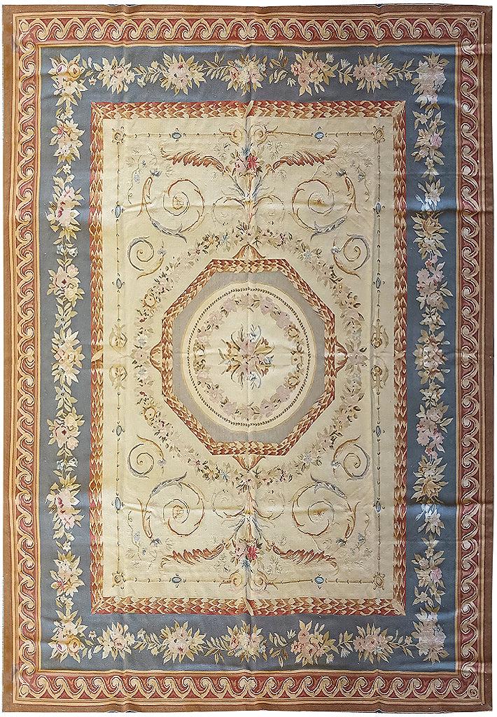 8 x 10 Aubusson French Flat weave Carpet: 8 x 10 Aubusson French Flat weave Carpet Free continental US Shipping Size in Feet: Width: 8 x Length: 10.2 Size in Inches: Width: 96 in x Length: 122 in Rug Type: Area Rug Colors: Beige blue Green pi