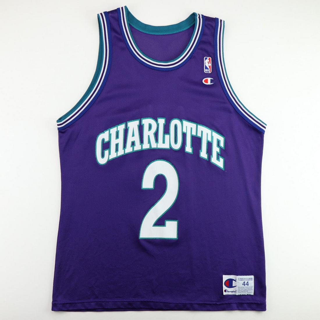1990s Larry Johnson Charlotte Hornets Basketball Jersey: 1990s Larry Johnson Charlotte Hornets Basketball Jersey Original 1990s Larry Johnson Charlotte Hornets Basketball Jersey. This is a true vintage jersey, not a modern reproduction. Sizes vary so please