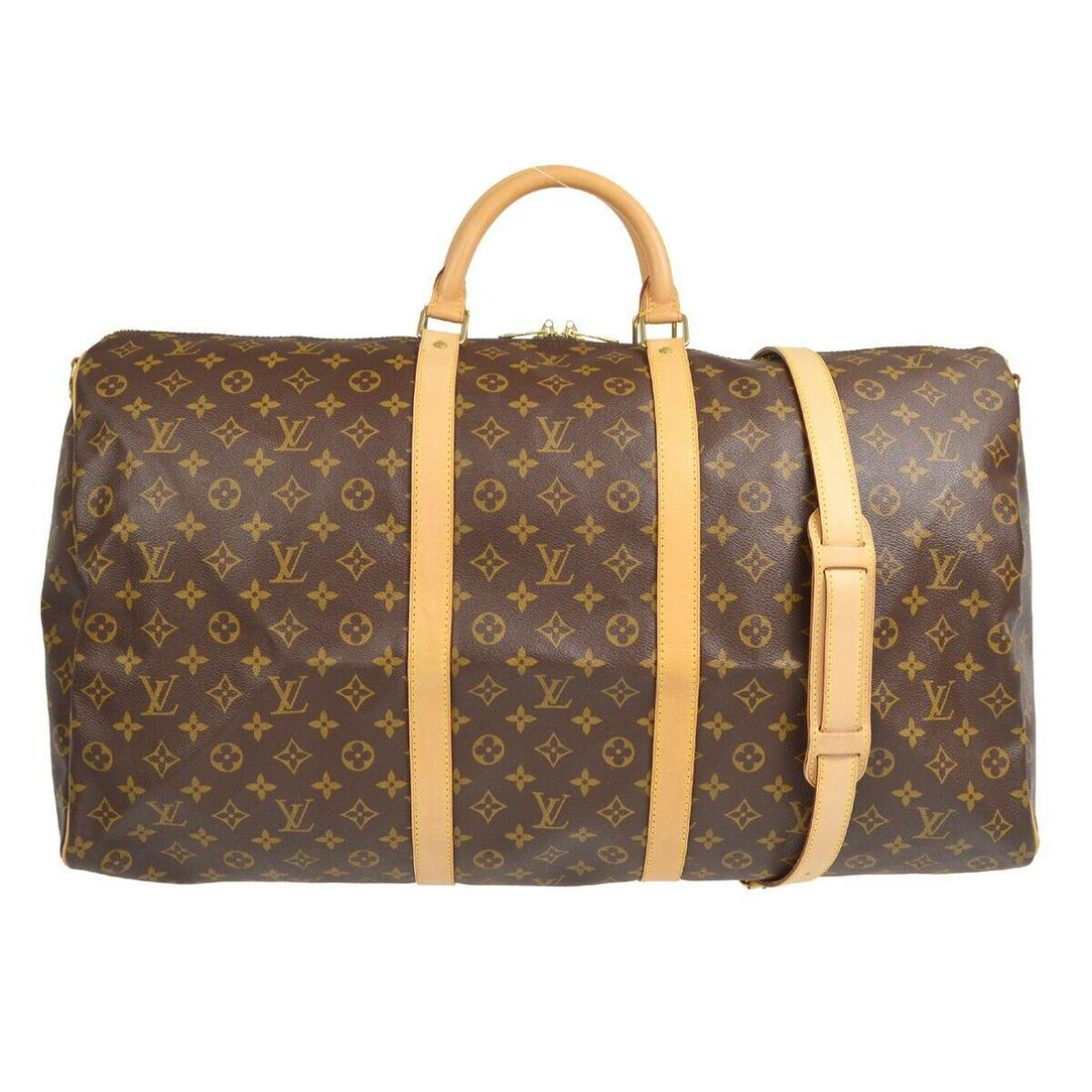 Louis Vuitton Keepall Bandouliere 60 Travel Handbag Monogram M41412 MB1000: Louis Vuitton Keepall Bandouliere 60 Travel Handbag Monogram M41412 MB1000 Bag Width: 24 in Pattern: Monogram Closure: Zip Bag Height: 13 in Occasion: Travel Size: Extra Large Handle Style: Double Han