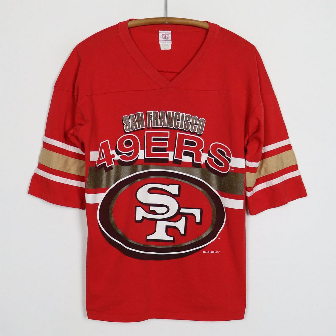 1997 San Francisco 49ers Jersey Shirt: 1997 San Francisco 49ers Jersey Shirt Original 1997 San Francisco 49ers Jersey Shirt. This is a true vintage shirt, not a modern reproduction. Sizes vary so please use measurements for best idea on fi
