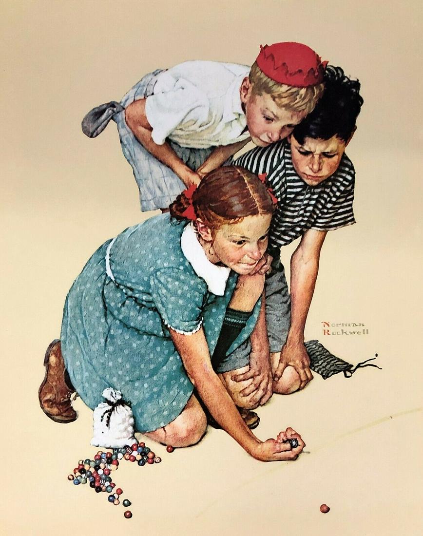 Norman Rockwell - Knuckles Down Print 11" x 14" American Artist: Norman Rockwell - Knuckles Down Print 11" x 14" American Artist Features: Unframed Region Of Origin: united states Item Width: 11 in Time Period Manufactured: 1980-1989 Title: Knuckles Down Item Lengt