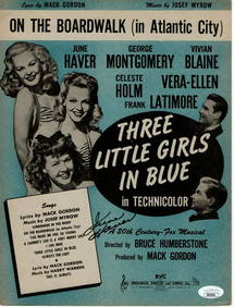 June Haver Signed Autographed Sheet Music Three Little Girls in Blue JSA (1 of 2)