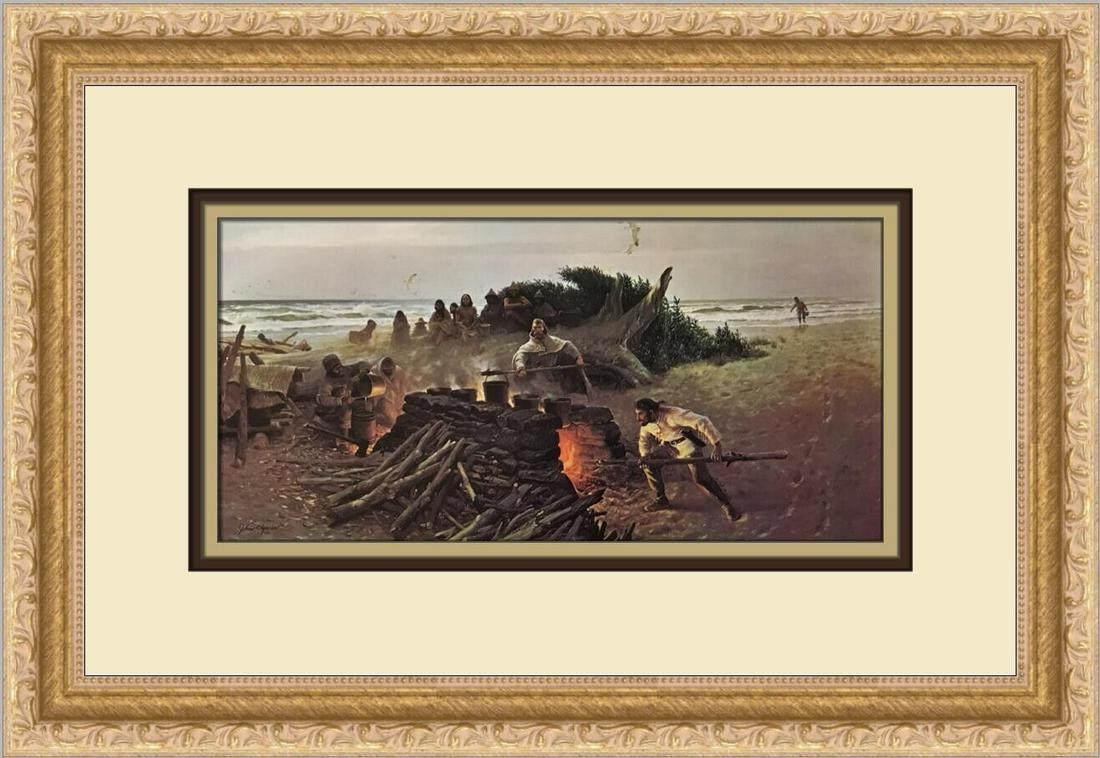 John Clymer Salt Makers Custom Framed Print: John Clymer Salt Makers Custom Framed Print Unit Of Sale: Single Piece Artist: John Clymer Size: Medium Custom Bundle: No Item Length: 16 in Region Of Origin: United States Framing: Matted & Framed Pe