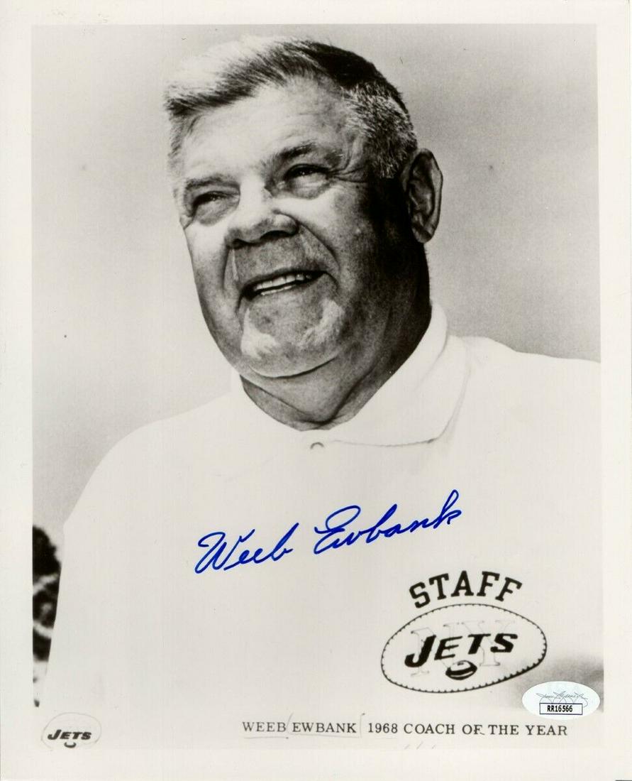 Weeb Eubank Signed Autographed 8X10 Photo New York Jets Coach JSA: Weeb Eubank Signed Autographed 8X10 Photo New York Jets Coach JSA Sport: Football Product: Photo Original/Reprint: Original Player: Weeb Eubank Team: New York Jets Autograph Authentication: James Spen