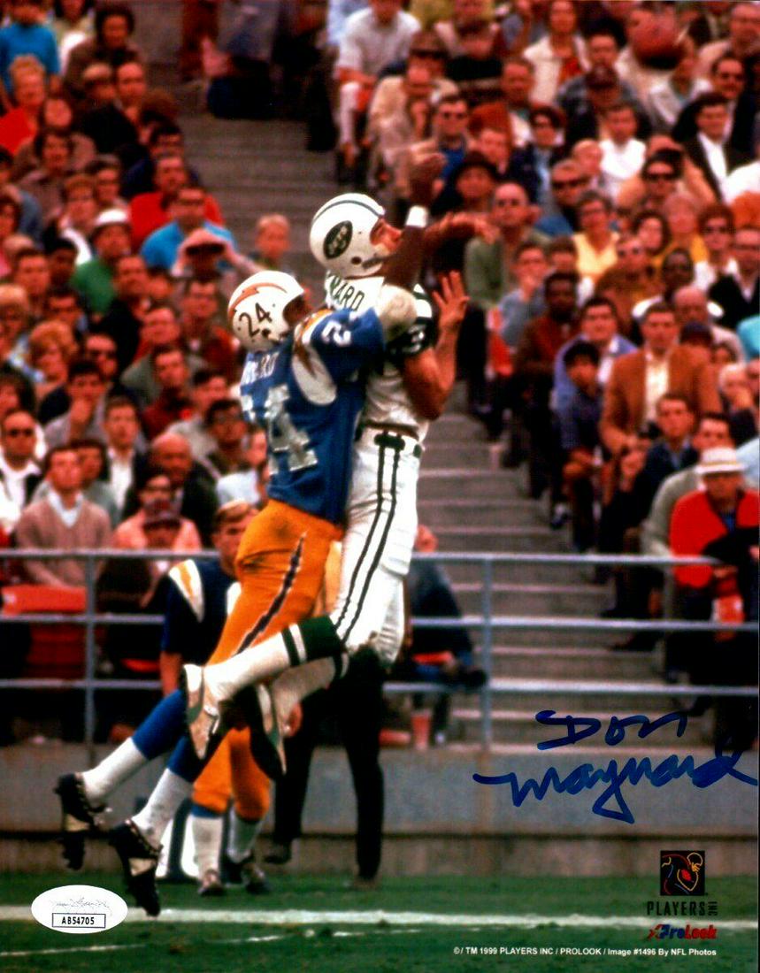 Don Maynard Signed Autographed 8X10 Photo Jets Catch vs. Chargers JSA: Don Maynard Signed Autographed 8X10 Photo Jets Catch vs. Chargers JSA Sport: Football Product: Photo Original/Reprint: Original Player: Don Maynard Team: New York Jets Autograph Authentication: James