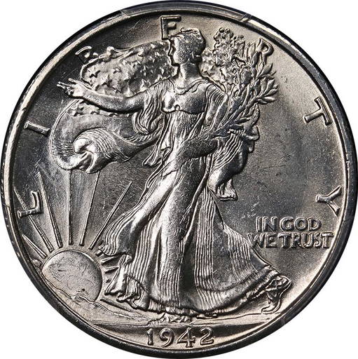 1942 S Walking Liberty Half Pcgs Ms64 Blast White Great Eye Appeal