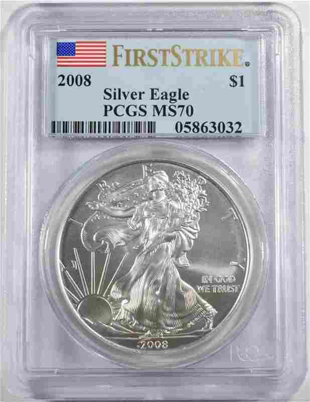 2008 AMERICAN SILVER EAGLE PCGS 70: 2008 AMERICAN SILVER EAGLE NGC MS 70 The MYNT Guarantee: All items in this auction are guaranteed to be 100% authentic. At Your Service: At MYNT, our Customer Support Specialists (Click the ASK A QUES