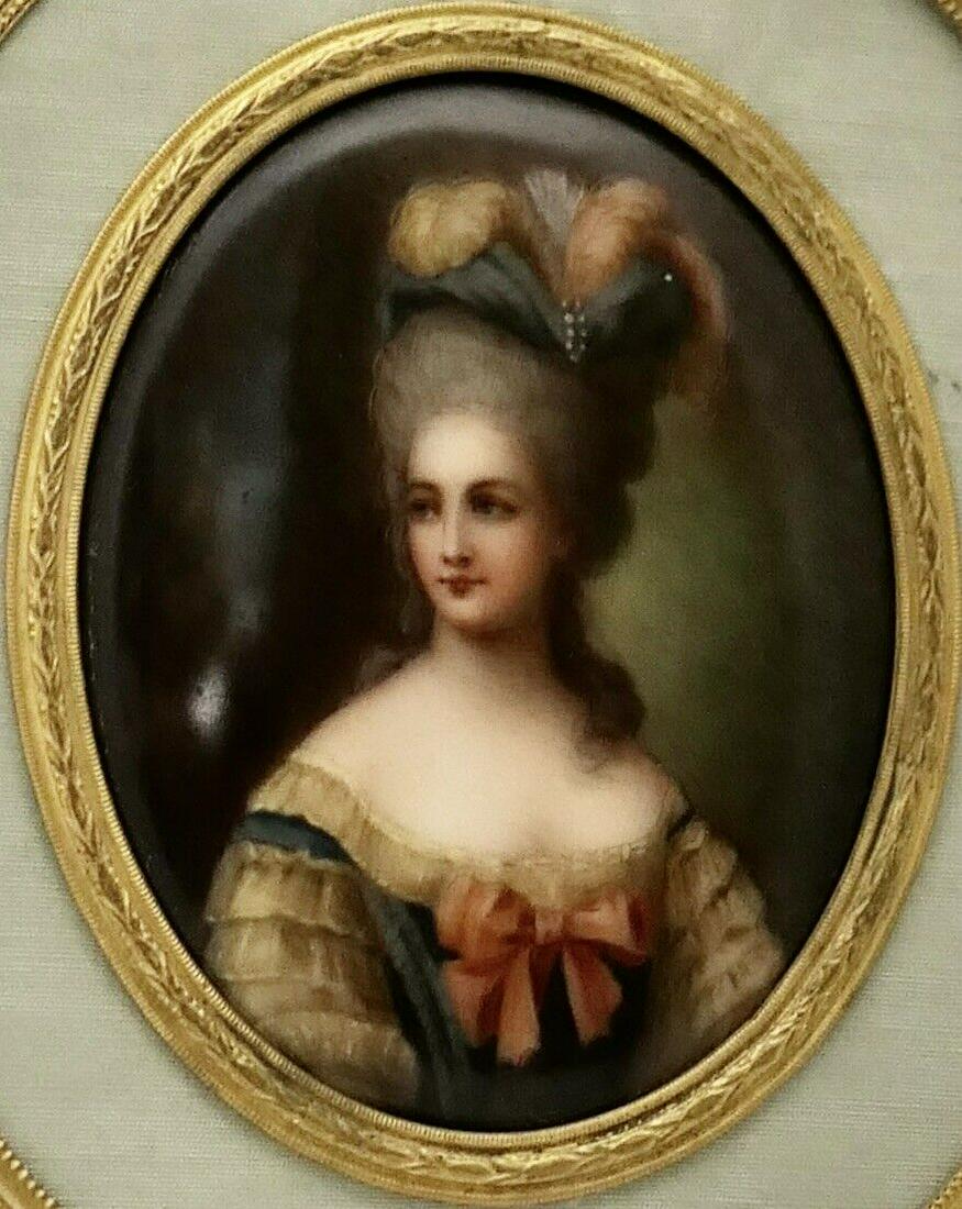 Antique Size Hand Painted Porcelain In Frame Auction