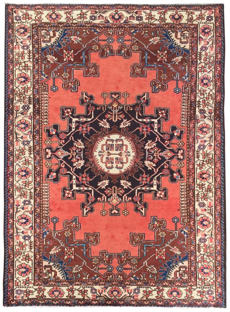5 x 7 Red Orange Persian Hamadan Rug: 5 x 7 Red Orange Persian Hamadan Rug Free continental US Shipping Size in Feet: Width: 4.9 x Length: 6.7 Size in Inches: Width: 57 in x Length: 79 in Rug Type: Area Rug Colors: Red Orange Weave: Hand-