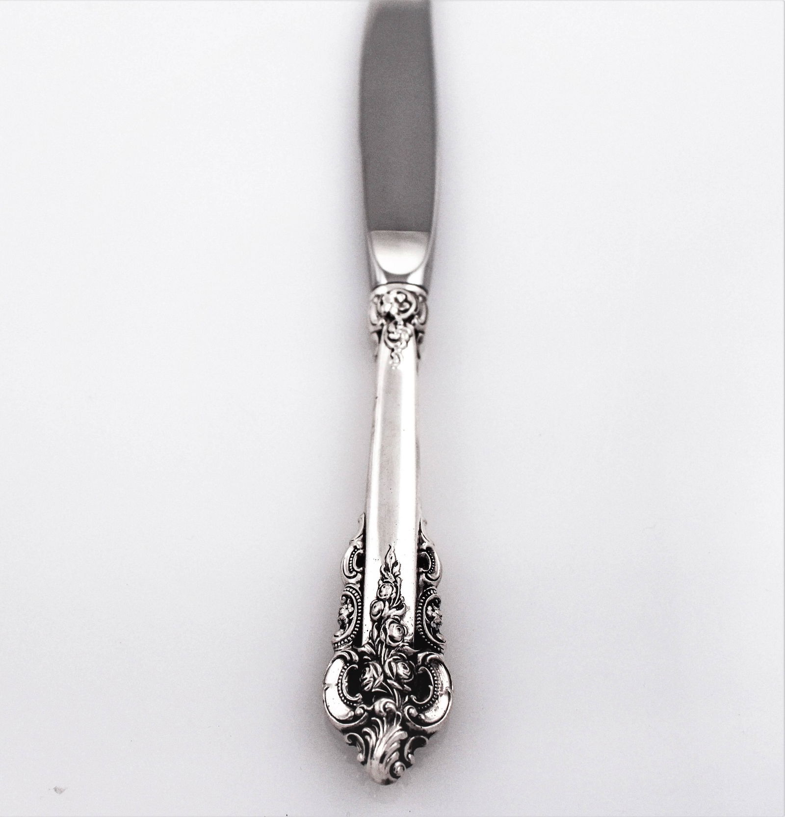 Grande Baroque Flatware for 36: Grande Baroque Flatware for 36 Creator: Wallace Silversmiths (Manufacturer) Dimensions: Height: 9 in (22.86 cm)Diameter: 1.5 in (3.81 cm) Sold As: Set of 180 Materials and Techniques: Sterling Silver