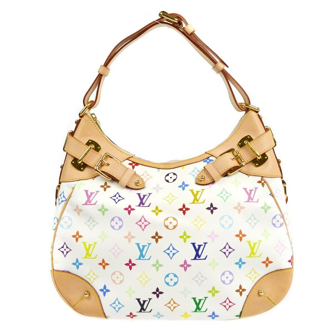 LOUIS VUITTON GRETA HANDBAG PURSE MONOGRAM MULTICOLOR M40195 CR5100: LOUIS VUITTON GRETA HANDBAG PURSE MONOGRAM MULTICOLOR M40195 CR5100 Bag Width: 13.4 Pattern: Monogram Bag Height: 10.6 Closure: Zip Occasion: Casual Handle/Strap Color: Beige Size: Medium Lining Mater