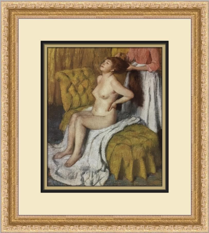 Edgar Degas Nude Woman Having Her Hair Combed Custom Framed Print: Edgar Degas Nude Woman Having Her Hair Combed Custom Framed Print Artist: Edgar Degas Unit Of Sale: Single Piece Image Orientation: Portrait Size: Medium Signed: No Title: Nude Woman Having Her Hair C