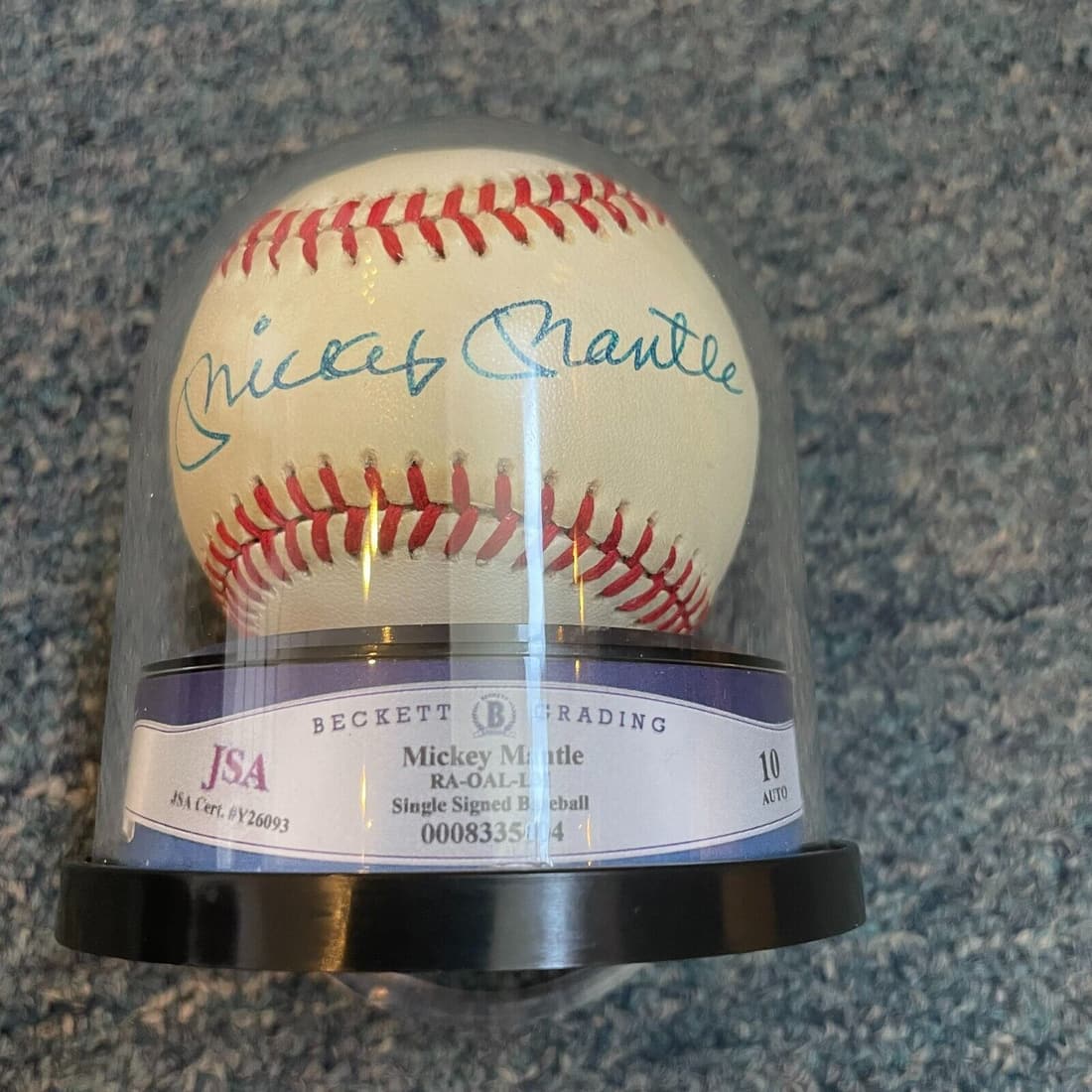 Mickey Mantle Signed American League Baseball JSA Graded 10 GEM MINT Beckett: Mickey Mantle Signed American League Baseball JSA Graded 10 GEM MINT Beckett Product: Ball Sport: Baseball-MLB Autograph Authentication: James Spence Authentication (JSA) Team: New York Yankees Player