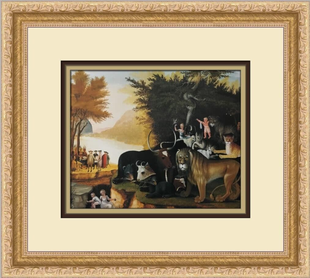 Edward Hicks The Peaceable Kingdom Custom Framed Print: Edward Hicks The Peaceable Kingdom Custom Framed Print Unit Of Sale: Single Piece Artist: Edward Hicks Size: Medium Custom Bundle: No Item Length: 14 in Region Of Origin: United States Framing: Matted