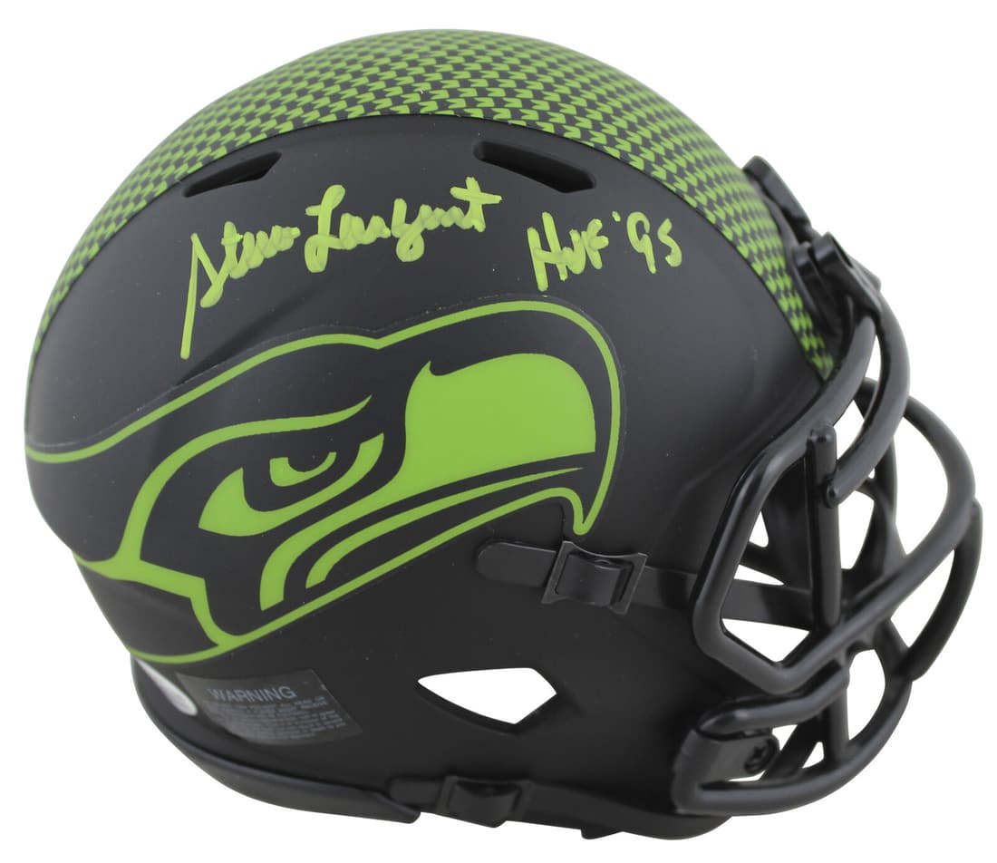 Seahawks Steve Largent "HOF 95" Signed Eclipse Speed Mini Helmet BAS: Seahawks Steve Largent "HOF 95" Signed Eclipse Speed Mini Helmet BAS Sport: Football Product: Helmet Original/Reprint: Original Player: Steve Largent Team: Seattle Seahawks Autograph Authentication: B