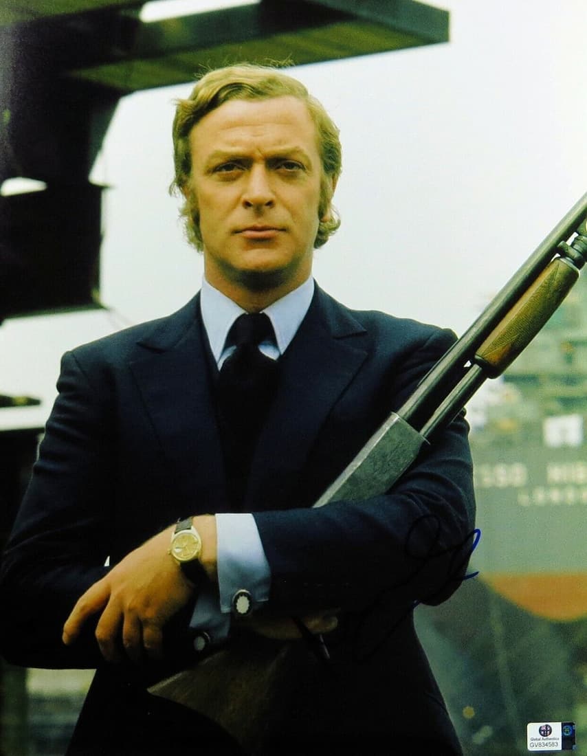 Michael Caine Signed Autographed 11X14 Photo Get Carter Holding Gun: Michael Caine Signed Autographed 11X14 Photo Get Carter Holding Gun Industry: Movies Object Type: Photograph Original/Reproduction: Original Signed By: Michael Caine Autograph Authentication: Global A