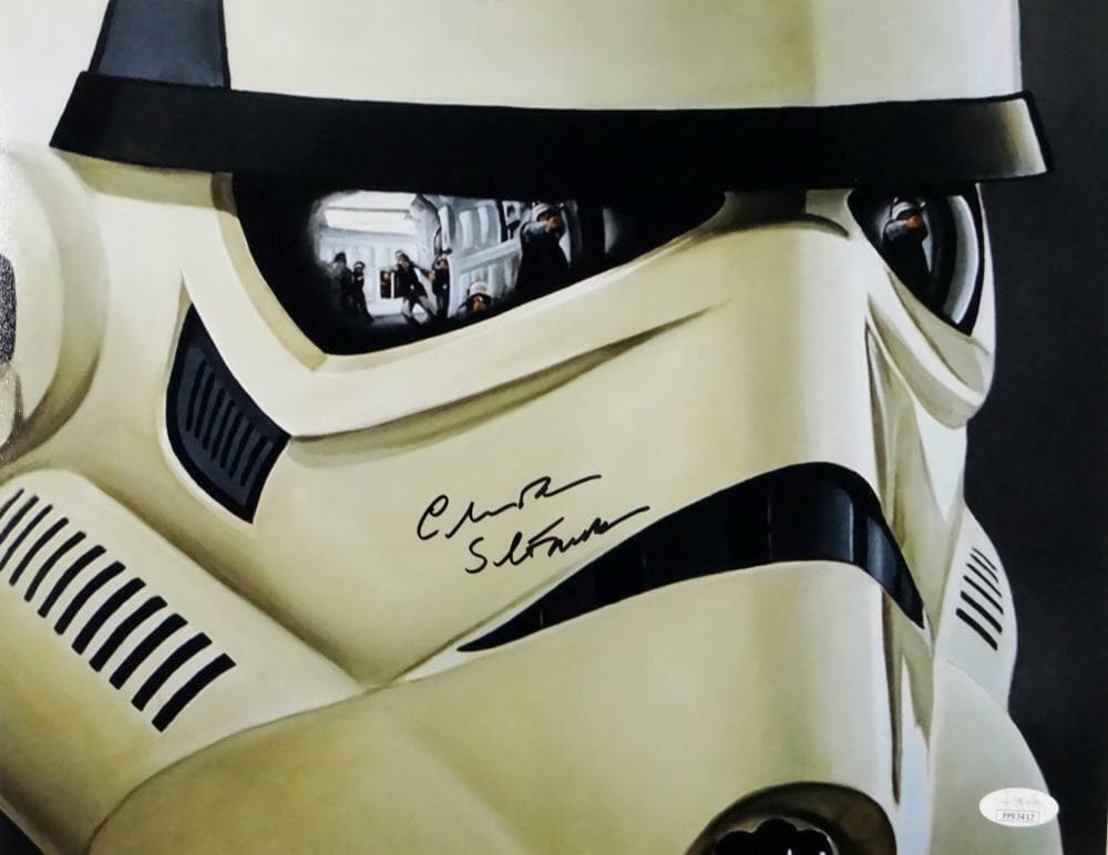 Chris Bunn Autographed 11x14 Mask Close Up Photo w/ Stormtrooper-JSA *Black: Chris Bunn Autographed 11x14 Mask Close Up Photo w/ Stormtrooper-JSA *Black Industry: Movies Object Type: Photograph Original/Reproduction: Original Size: 11x14 Autograph Authentication: James Spence 