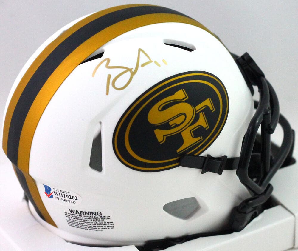 Brandon Aiyuk Autographed 49ers Lunar Speed Mini Helmet Beckett W *Gold: Brandon Aiyuk Autographed 49ers Lunar Speed Mini Helmet Beckett W *Gold Sport: Football Product: Helmet Original/Reprint: Original Player: Brandon Aiyuk Team: San Francisco 49ers Autograph Authenticat