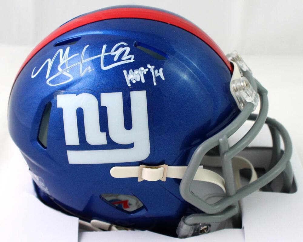 Michael Strahan Signed New York Giants Mini Helmet w/HOF - Beckett W *White: Michael Strahan Signed New York Giants Mini Helmet w/HOF - Beckett W *White Sport: Football-NFL Product: Helmet Original/Reprint: Original Player: Michael Strahan Team: New York Giants Autograph Authe