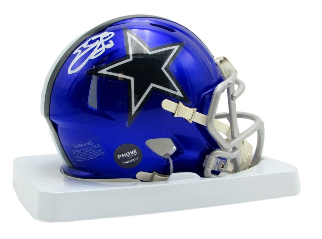 Emmitt Smith HOF Signed/Auto Cowboys Flash Mini Football Helmet PROVA 166574: Emmitt Smith HOF Signed/Auto Cowboys Flash Mini Football Helmet PROVA 166574 Sport: Football-NFL Product: Helmet Original/Reprint: Original Team: Dallas Cowboys Autograph Authentication: PROVA League: