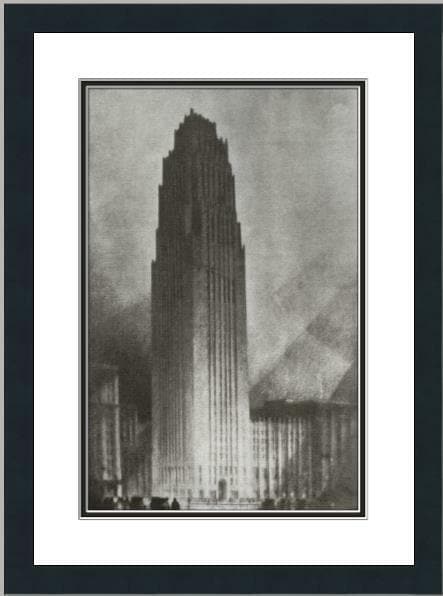 Hugh Ferriss - David Scott Building Custom Gallery Framed Print: Hugh Ferriss - David Scott Building Custom Gallery Framed Print Features: Framed Matted Region Of Origin: united states Item Width: 14 in Title: David Scott Building Production Technique: Lithography