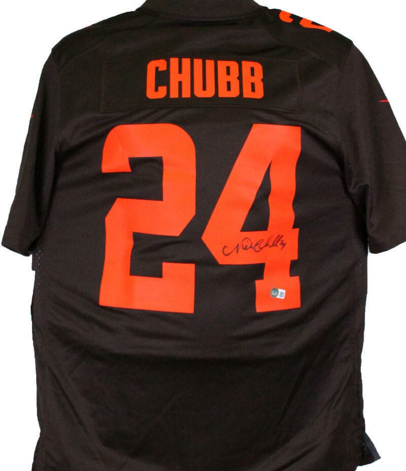 Nick Chubb Autographed Cleveland Browns Nike Alt Game Jersey-Beckett W Hologram: Nick Chubb Autographed Cleveland Browns Nike Alt Game Jersey-Beckett W Hologram Sport: Football Product: Jersey Original/Reprint: Original Team: Cleveland Browns Autograph Authentication: Beckett/ Pla