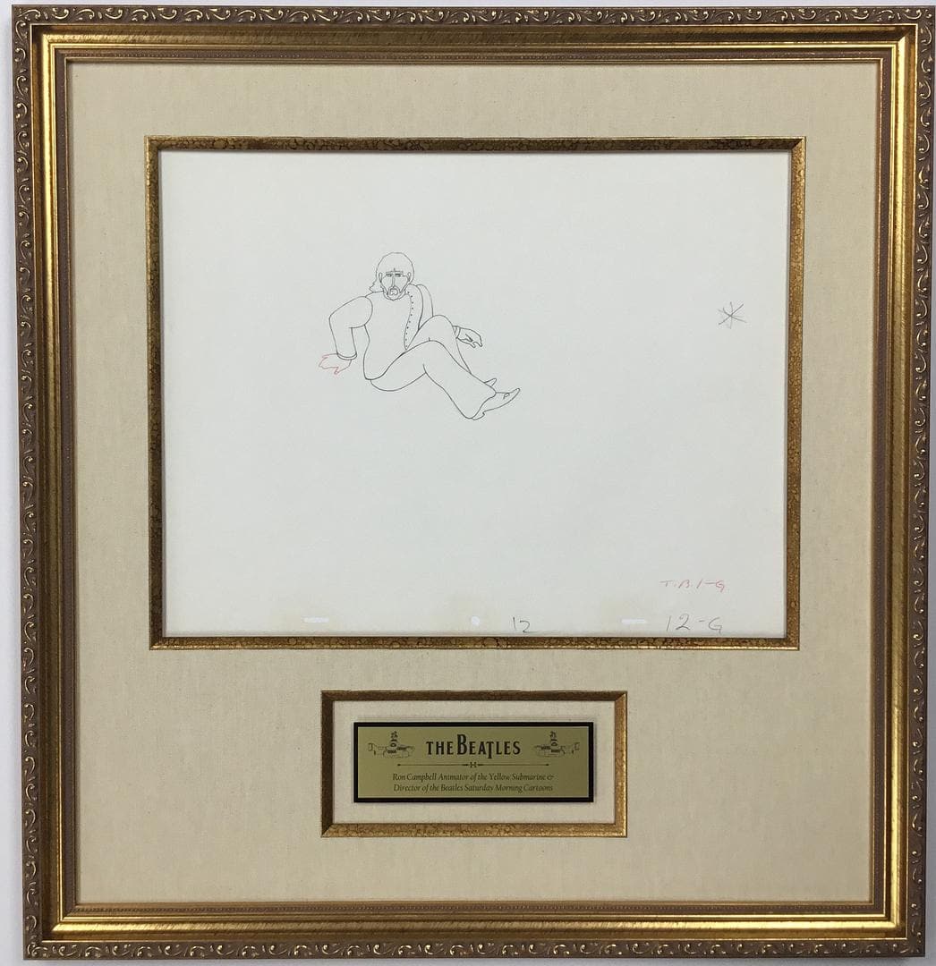 The Beatles Original Animation Production Drawing Yellow Submarine - 1968 - George Harrison - 12GB: The Beatles Original Animation Production Drawing Yellow Submarine - 1968 - George Harrison - 12GB King Features Original Animation Production Drawing Drawing Size 12" x 16" Custom Framed Size 23" x 2