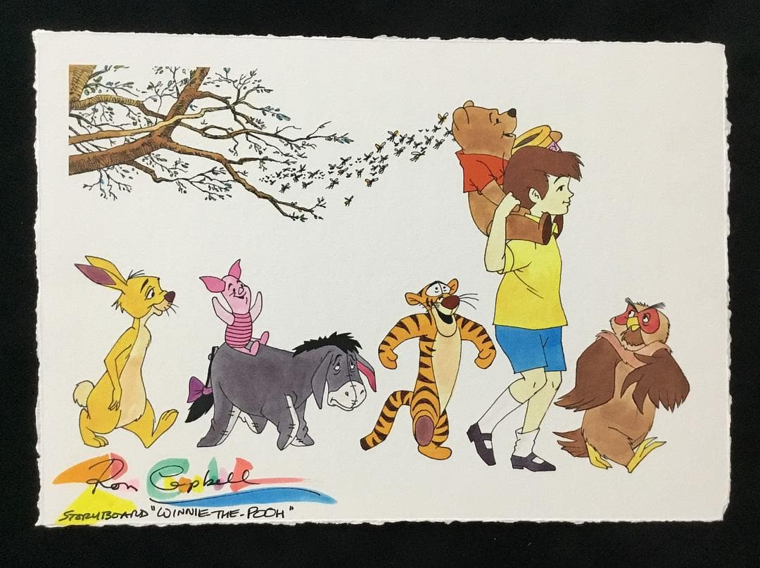 Ron Campbell Winnie The Pooh Parade: Ron Campbell Winnie The Pooh Parade Giclee on Deckled Paper Signed by Animator Ron Campbell Giclee Size 7" x 10" Custom Frame Size 13" x 16" Animator of the Yellow Submarine & Director of the Beatles 